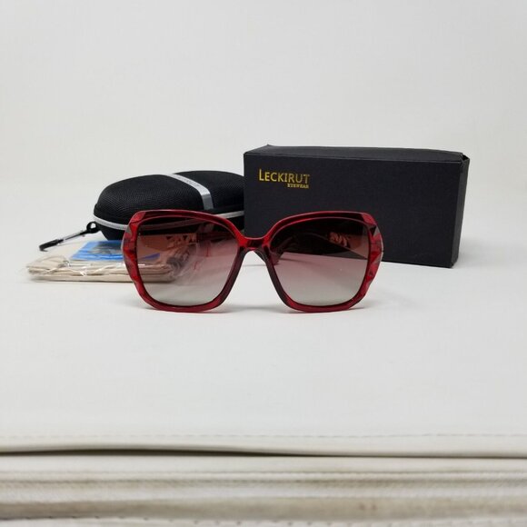 Oversized Sunglasses for Women Polarized UV Protect Classic Red Frame Lenses - Picture 2 of 8